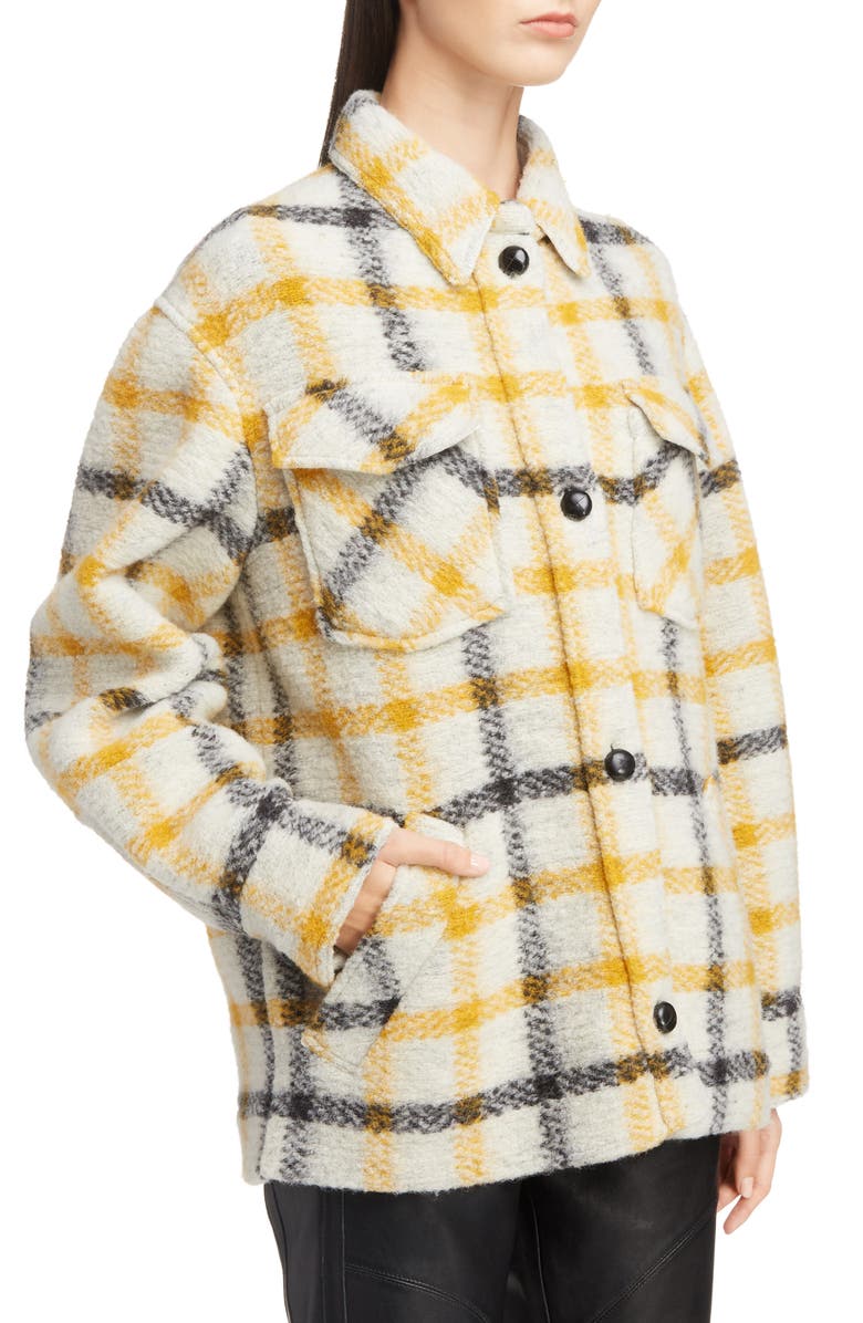 Isabel Marant Étoile Gast Check Wool Blend Jacket, Alternate, color, 