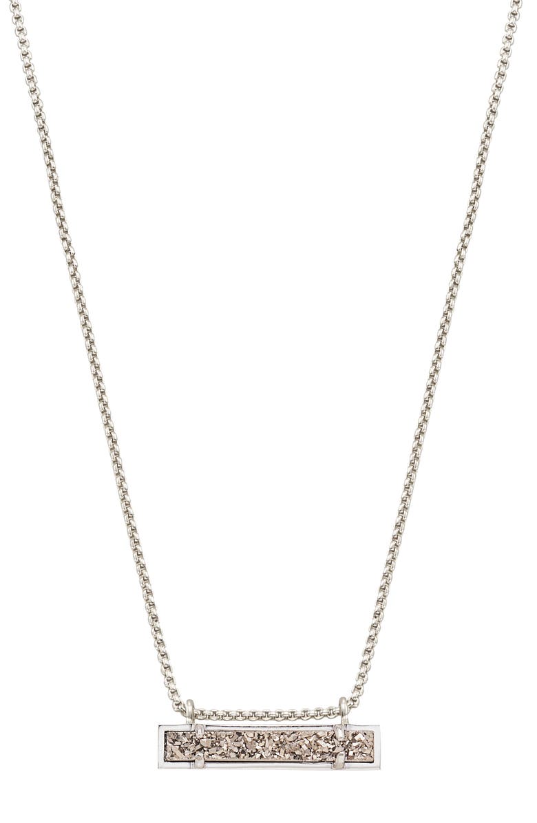Kendra Scott Leanor Druzy Short Pendant Necklace, Main, color, Rhodium Platinum Drusy