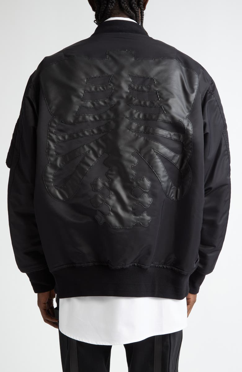 TAKAHIROMIYASHITA TheSoloist. Bone Appliqué Nylon Flight Jacket, Alternate, color, 