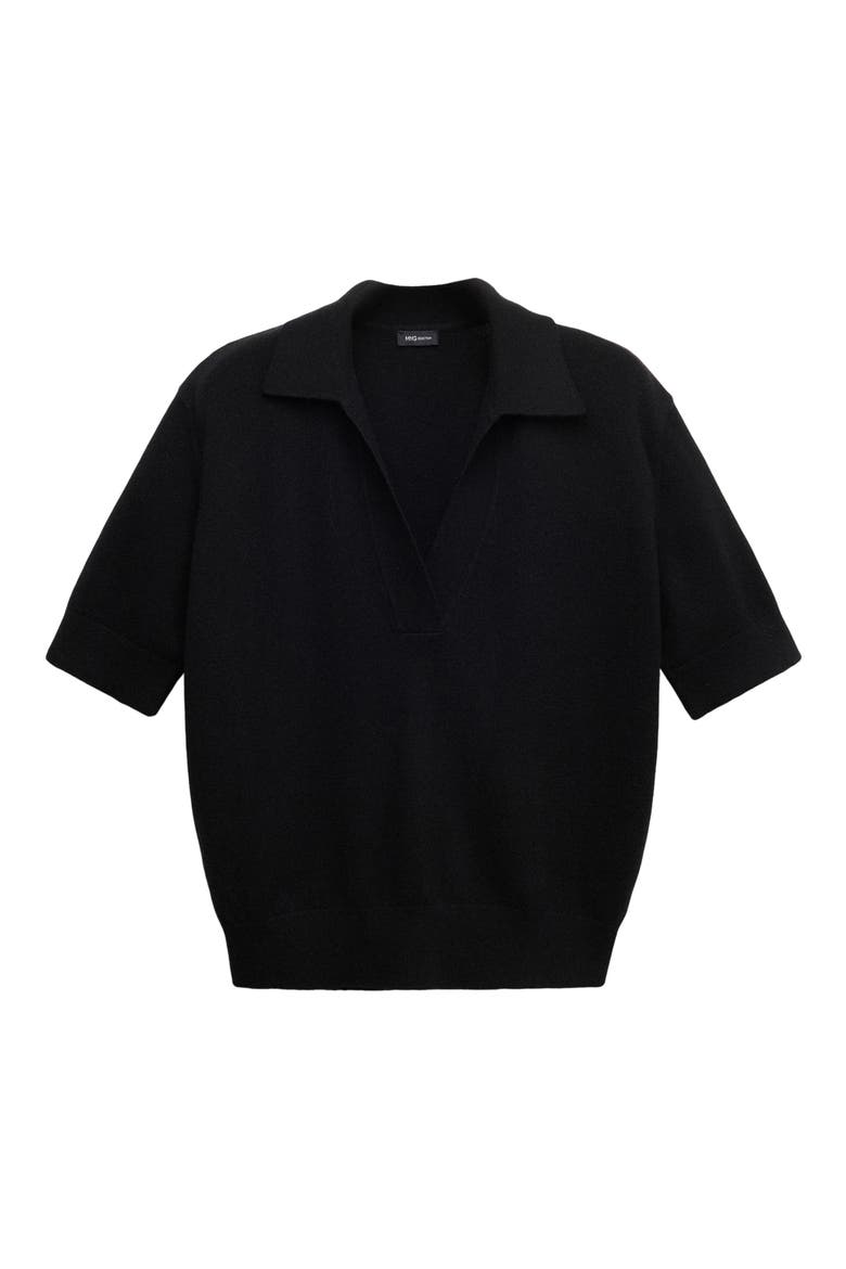 Polo Collar Wool Sweater, Alternate, color, BLACK