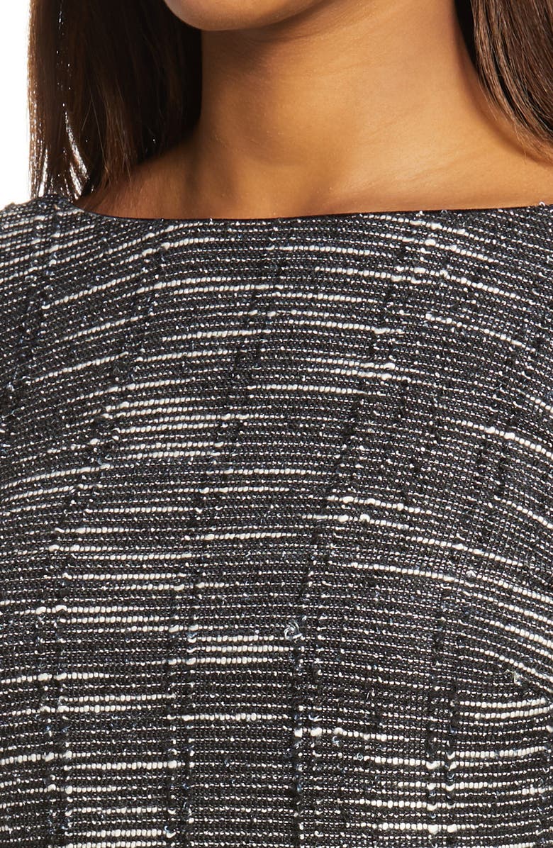 Dress the Population Natalie Front Slit Long Sleeve Stretch Tweed Midi Dress, Alternate, color, 