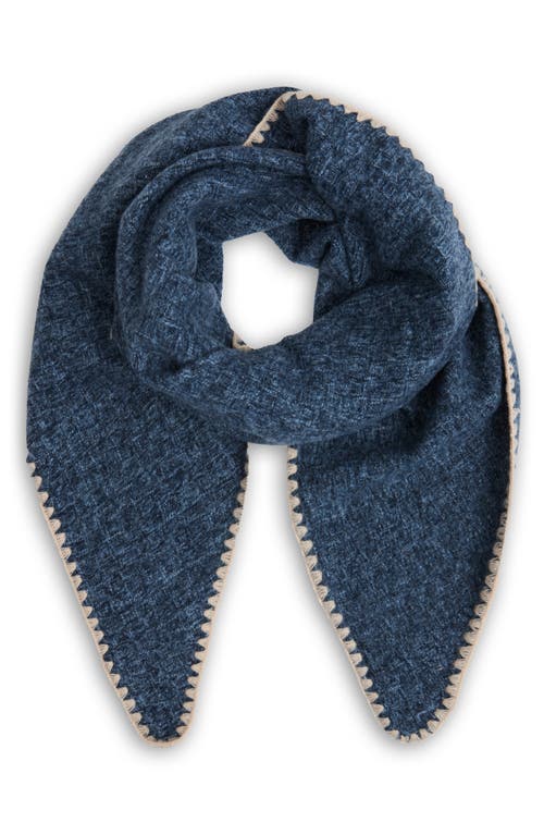 Saachi Triangle Knit Trim Shawl In Blue