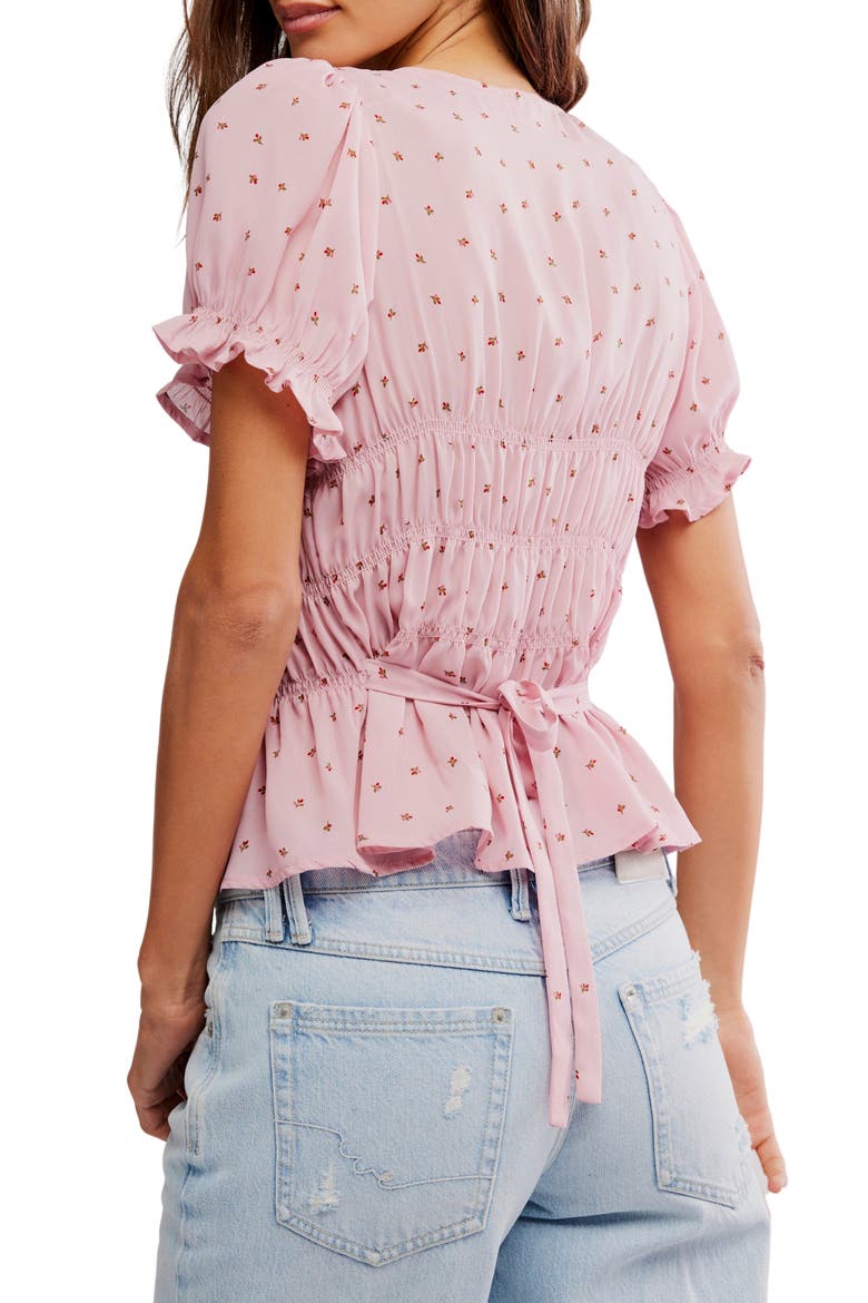 Adore You Ruffle Puff Sleeve Peplum Top, Alternate, color, BLEACHED MAUVE COMBO