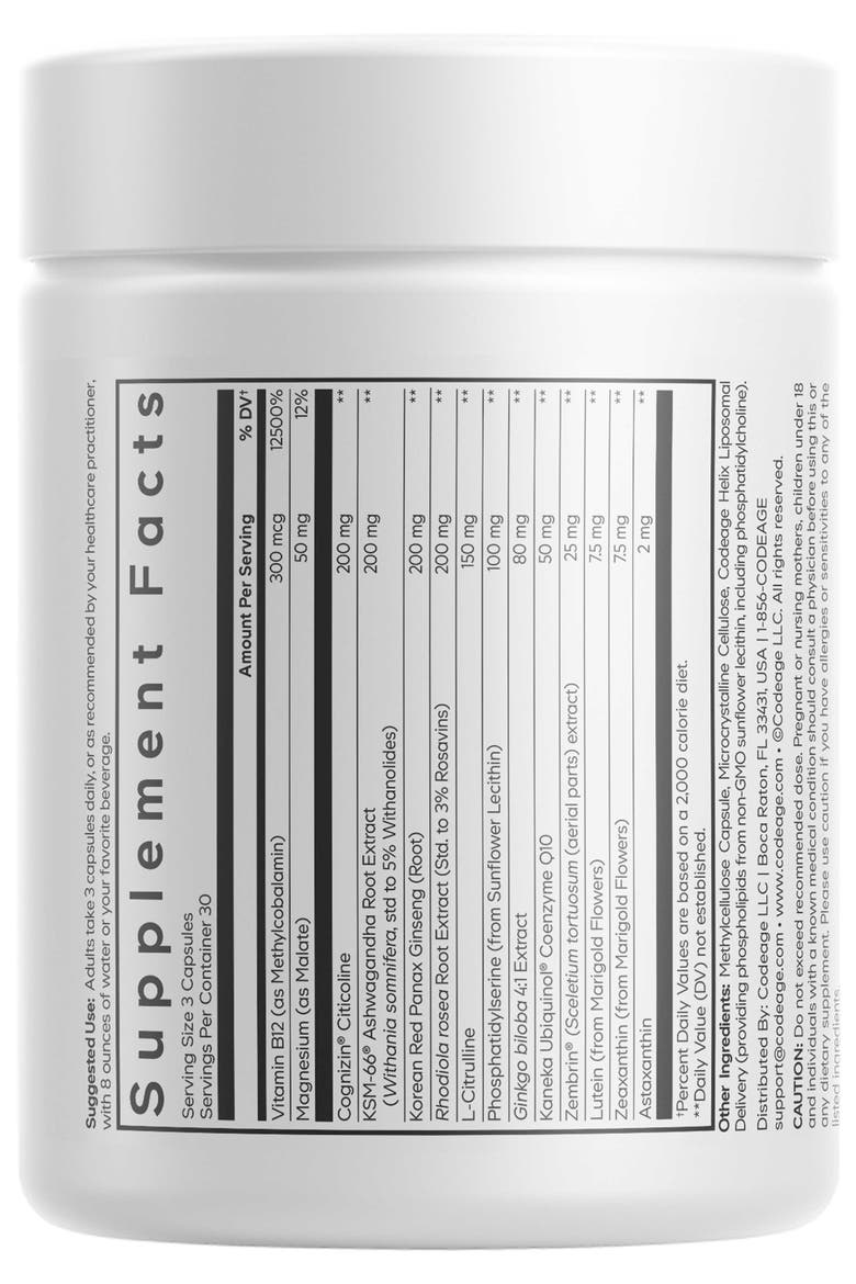 Cognitive Brainpower Platinum, Cognizin Citicoline Supplement, Alternate, color, White