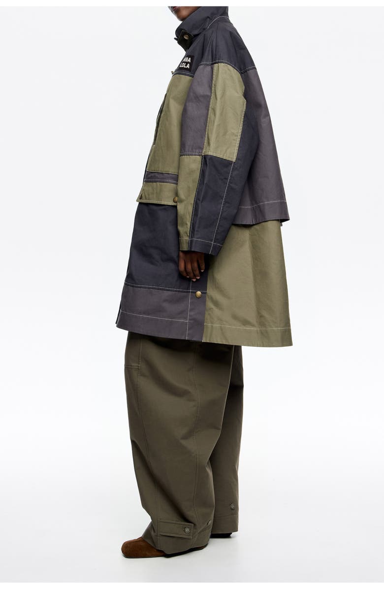 Bimba y Lola Multicolor Patchwork Midi Trench, Alternate, color, Navy