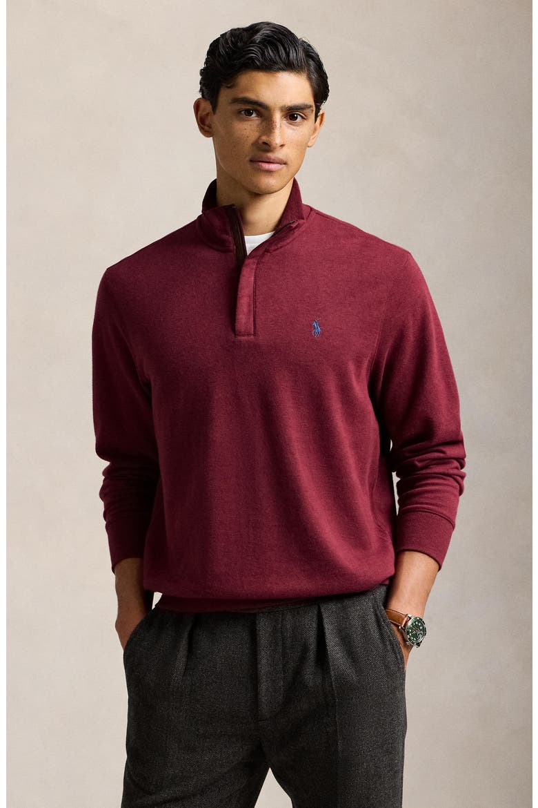 Cotton Blend Quarter Zip Pullover, Alternate, color, VINTAGE PORT HEATHER/ C7976