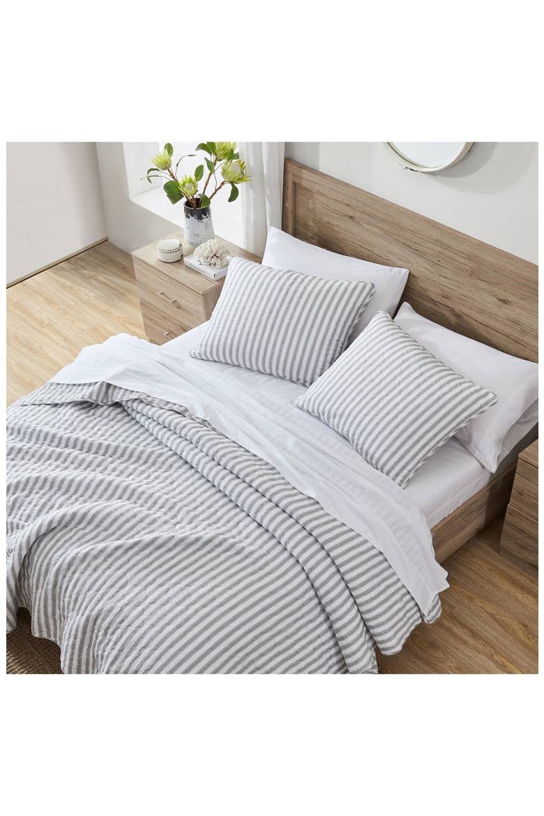 Willow Way Ticking Stripe Quilt & Sham Set, Alternate, color, LT-PASTEL GREY
