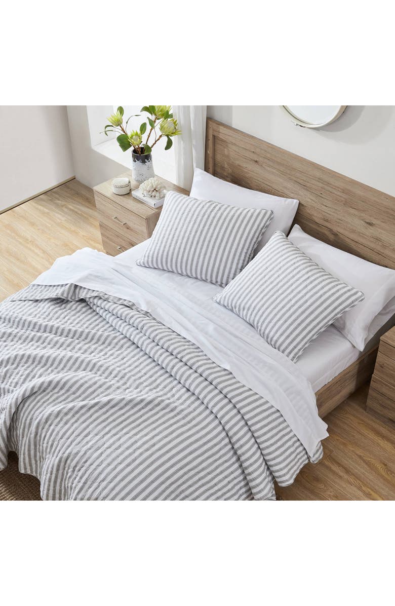 STONE COTTAGE Willow Way Ticking Stripe Quilt & Sham Set, Alternate, color, Light Pastel Grey