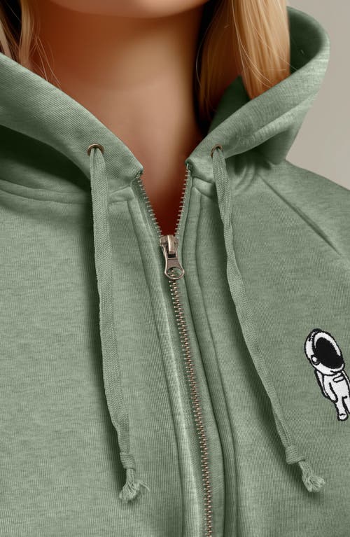 Dalix Astronaut Zip Fleece Hoodie In Sage