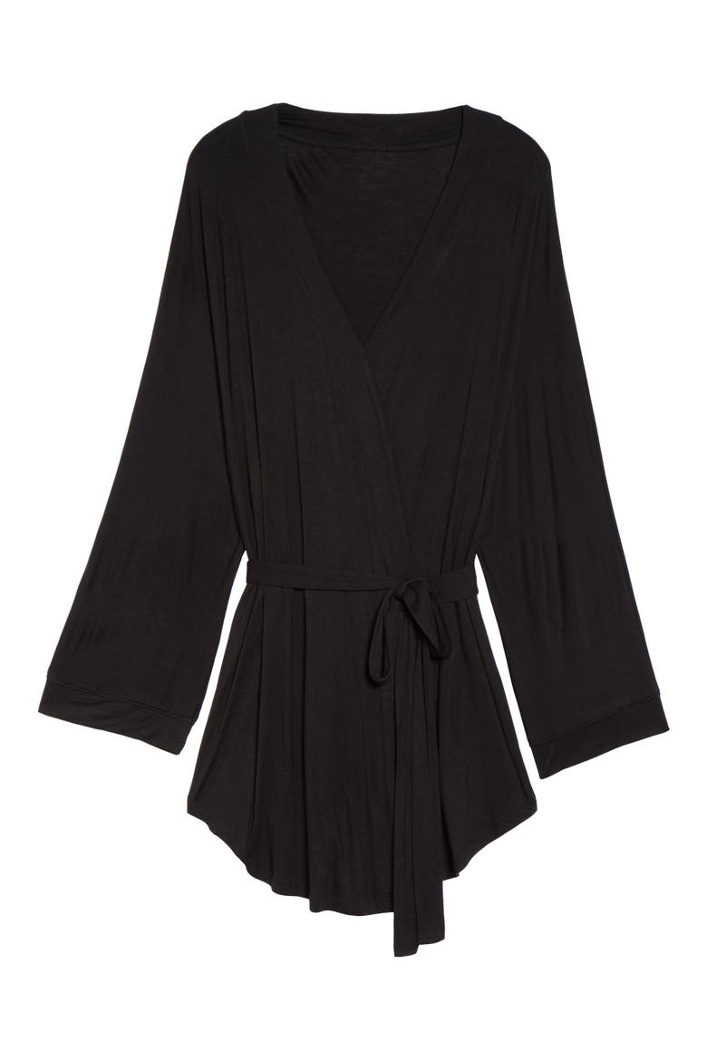 Intimates All American Jersey Robe, Alternate, color, BLACK