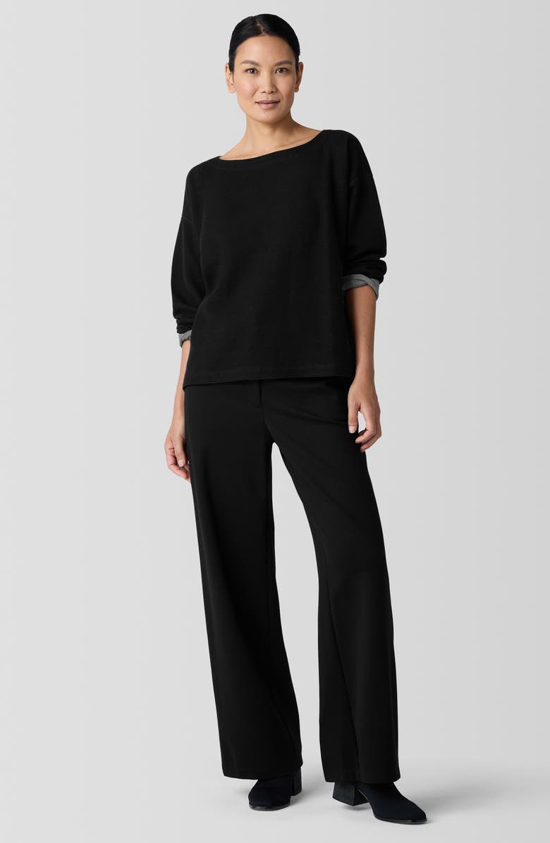 Eileen Fisher Reversible Boat Neck Organic Cotton Top, Alternate, color, Black