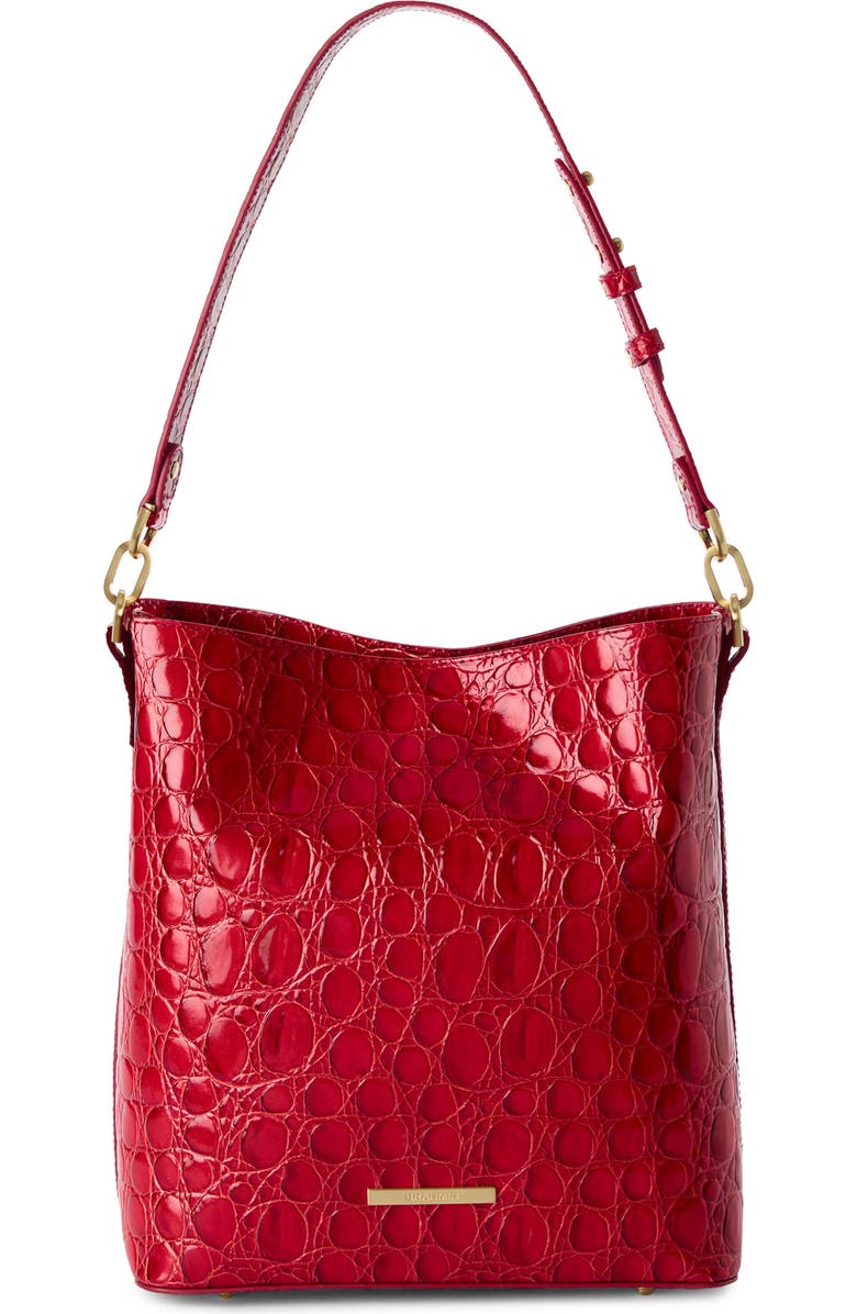 Brahmin Celina Croc Embossed Leather Bucket Bag, Main, color,
