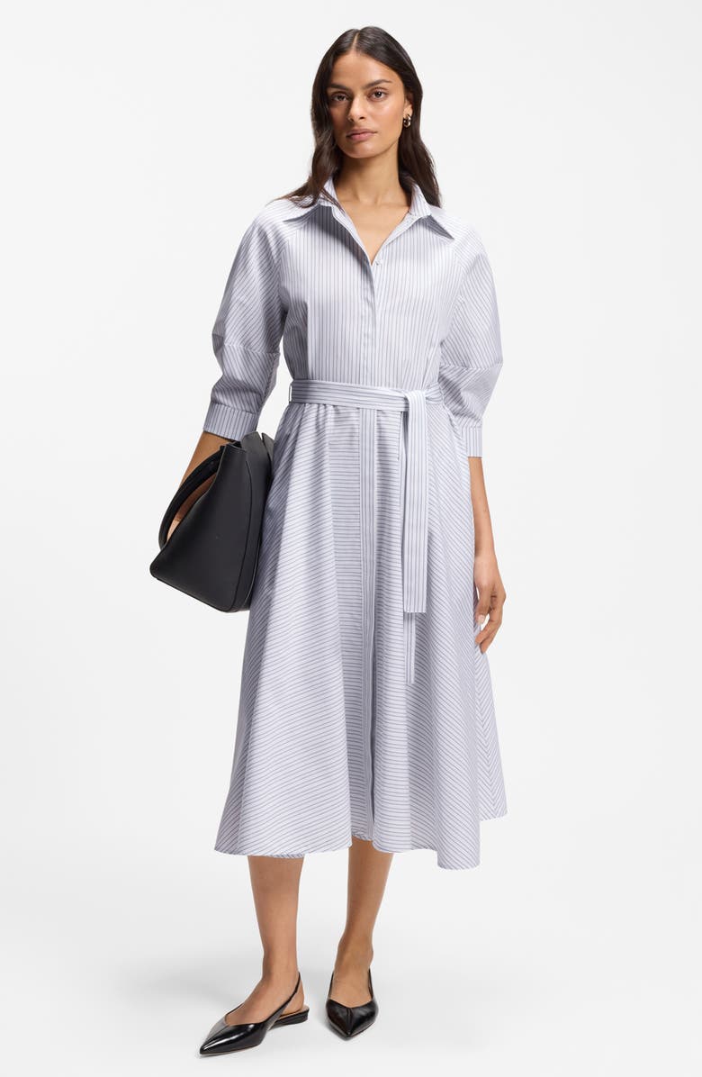 BOSS Debeca Cotton Poplin Midi Shirtdress, Alternate, color, Artic Ice