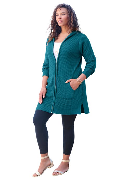 Waffle Mega Length Zip Hoodie (Plus)