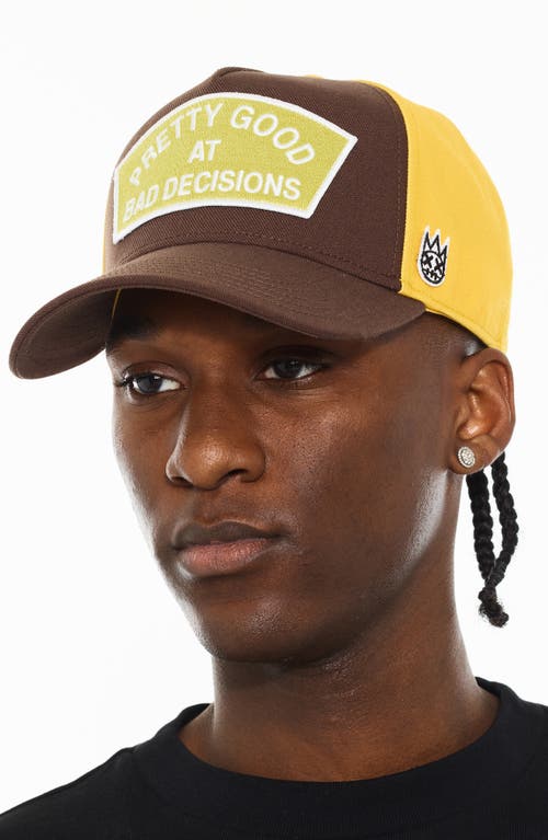 Cult Of Individuality Pretty Good At Bad Decisions Trucker Hat In Brown