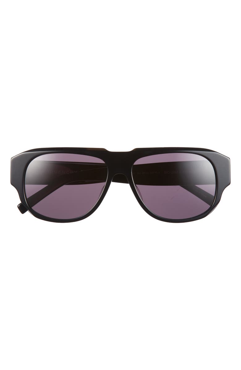 Givenchy GV Day 54mm Geometric Sunglasses, Main, color, Shiny Black / Smoke