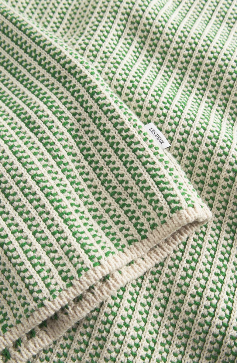 Les Deux Easton Short Sleeve Button-Up Sweater, Alternate, color, Ivory/Vintage Green