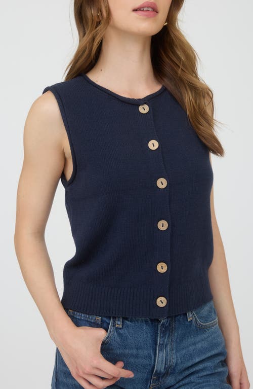 Blu Pepper Solid Button Front Sweater Vest In Blue