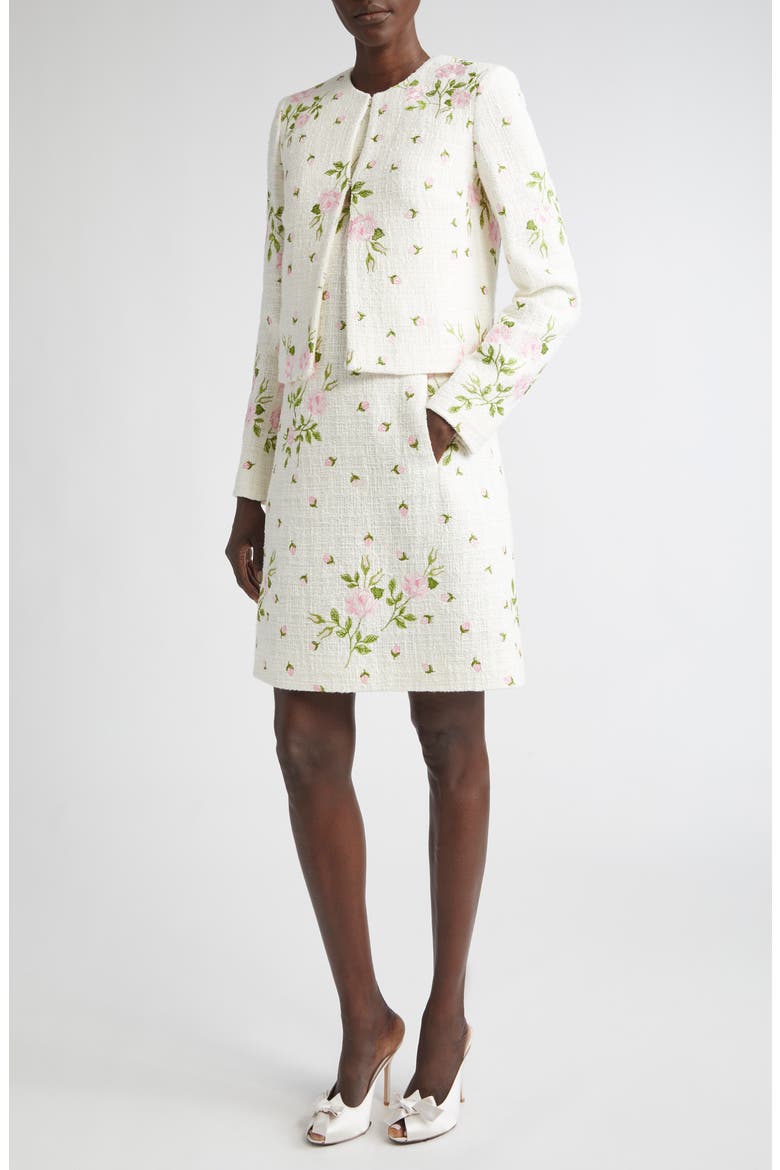 Rose Embroidered Cotton Blend Jacket (Nordstrom Exclusive), Alternate, color, TRIANON ROSES BOUCLE