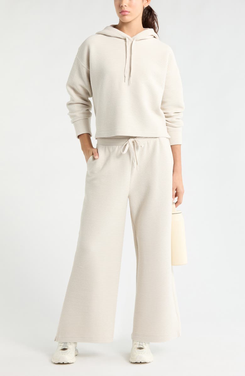 Zella Ottoman Cotton Blend Ribbed Hoodie, Alternate, color, Grey Moonbeam