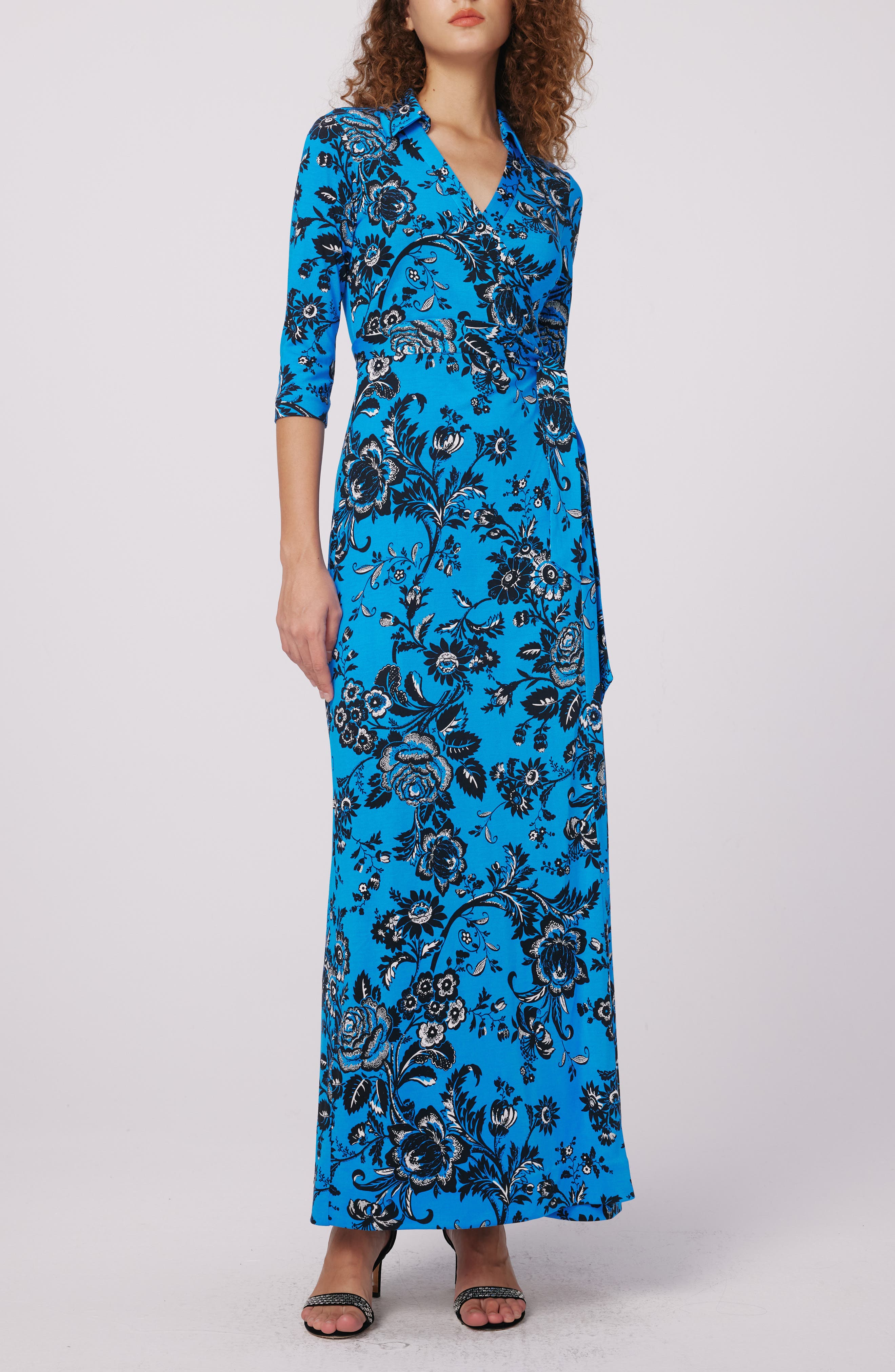 DVF Abigail Floral Silk Wrap Maxi Dress