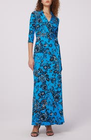 DVF Abigail Floral Silk Wrap Maxi Dress
