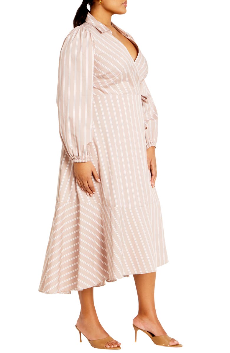 City Chic Selena Long Sleeve Cotton Blend Wrap Dress, Alternate, color, 