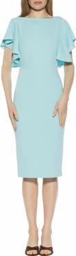 Alexia Admor Sherri Boatneck Ruffle Sleeve Midi Dress