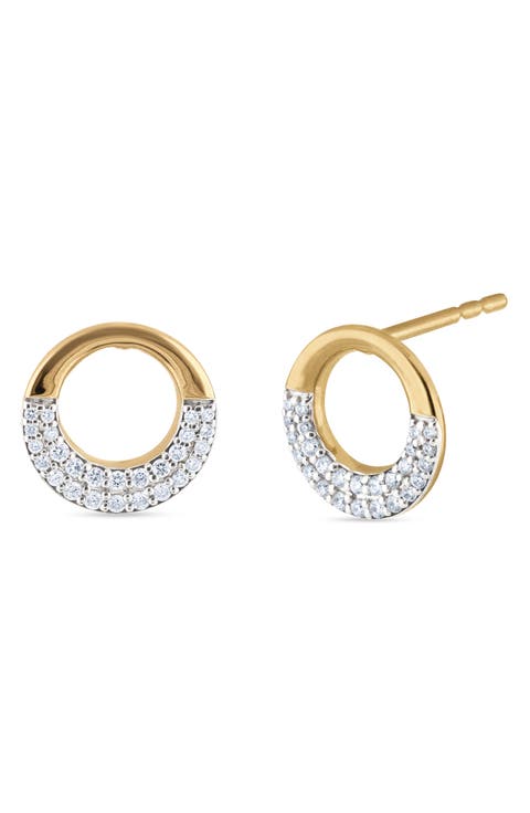 Icon 18k Gold Diamond Open Circle Stud Earrings