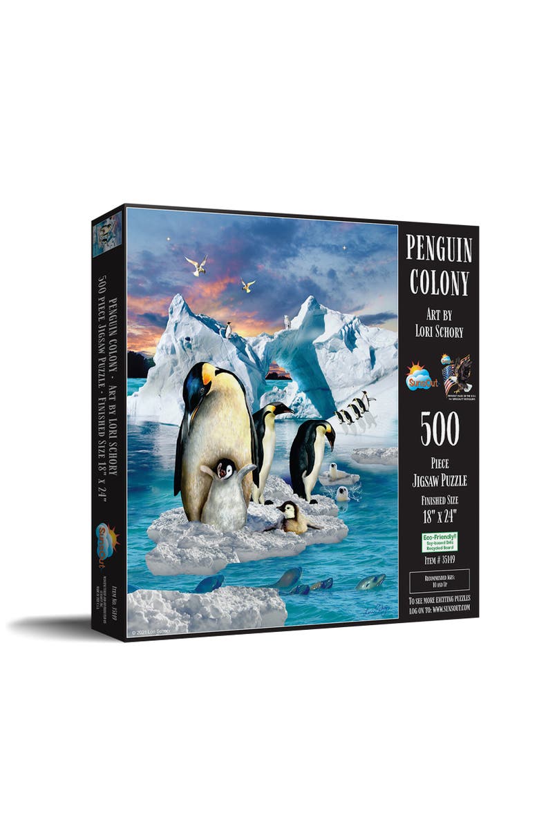 Sunsout Penguin Colony 500 piece Jigsaw Puzzle for Adults, Main, color, Multicolor