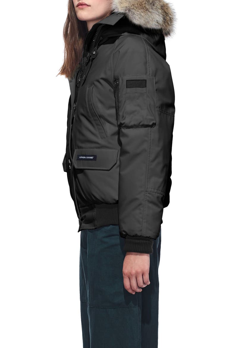 Chilliwack Fusion Fit 625 Fill Power Down Bomber Jacket with Genuine Coyote Fur Trim, Alternate, color, GRAPHITE