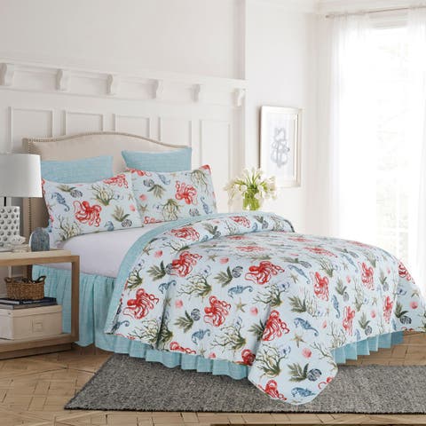 Behari Coastal Beach Cotton Quilt Set  - Reversible and Machine Washable