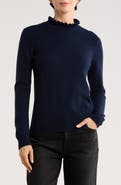 Sofia Cashmere Ruffle Mock Neck Cashmere Sweater