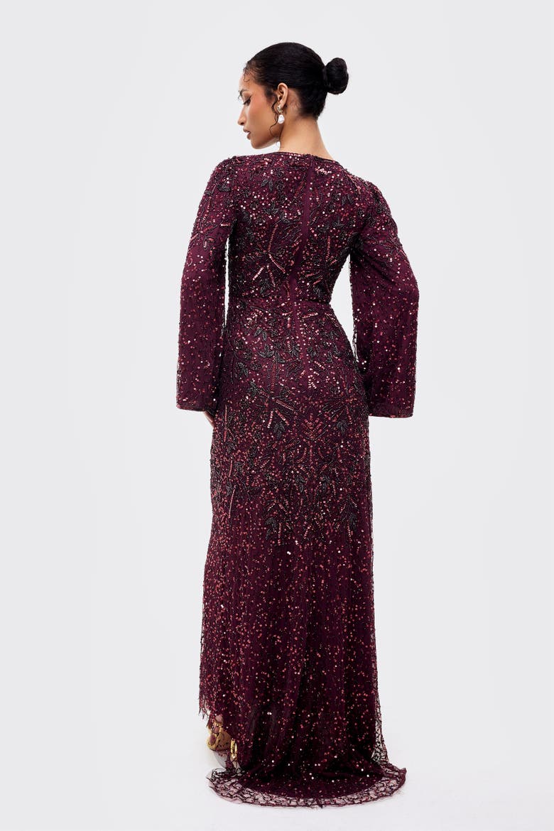 Modest Embellished Sequins Gown, Alternate, color, MAUVE