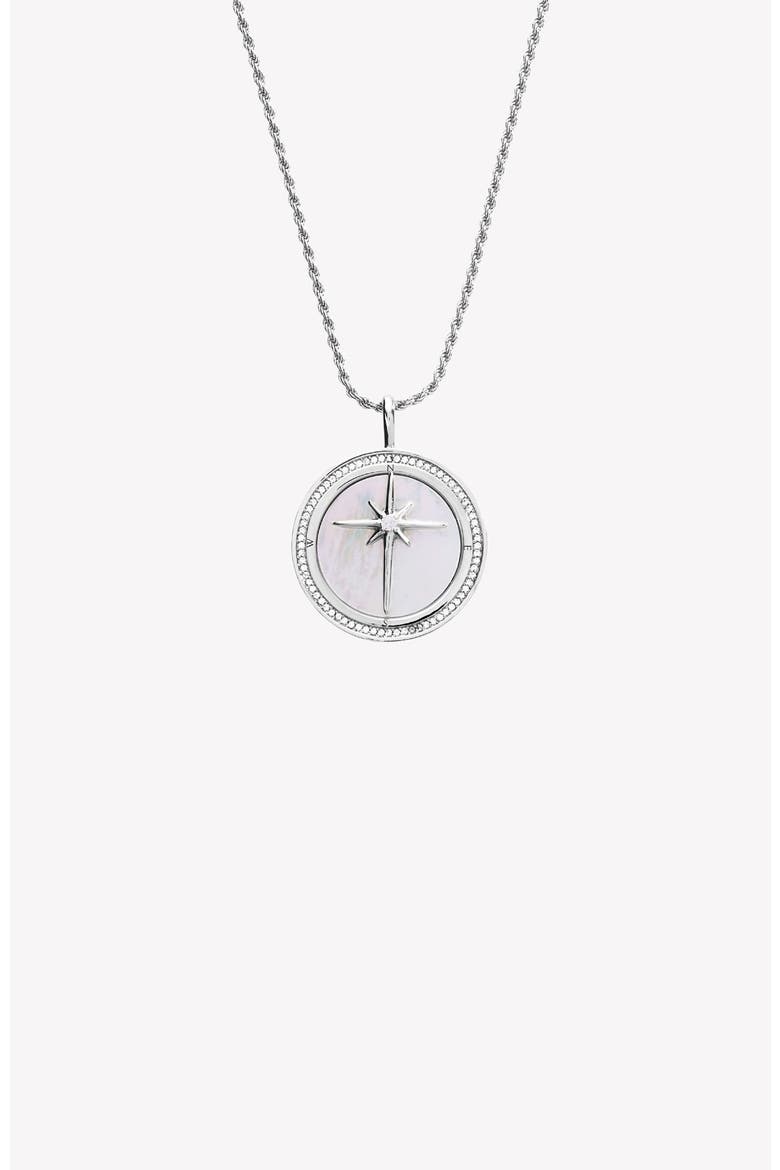 True Direction Compass Necklace, Main, color, Sterling Silver