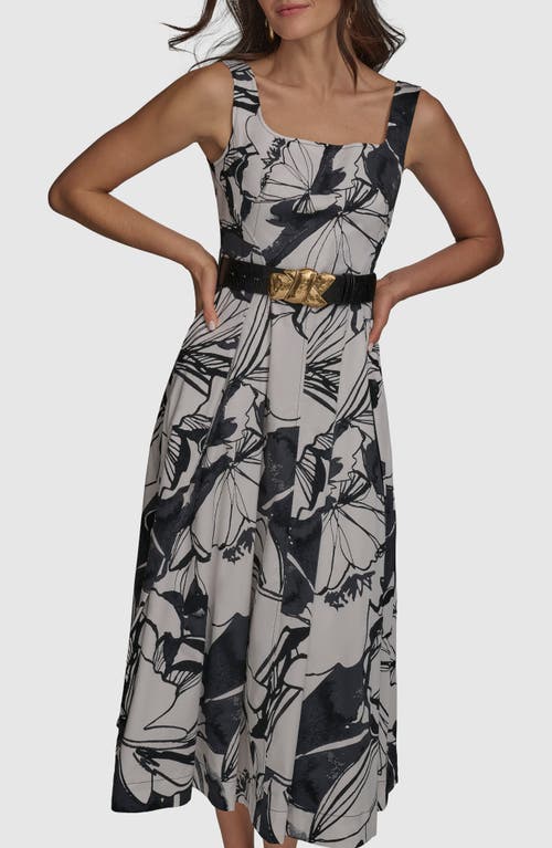 Donna Karan New York Sleeveless Fit-and-flare Maxi Dress In Black/pristine