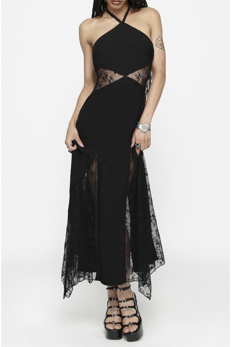 Endora Lace Side Panel Maxi Dress, Alternate, color, Black