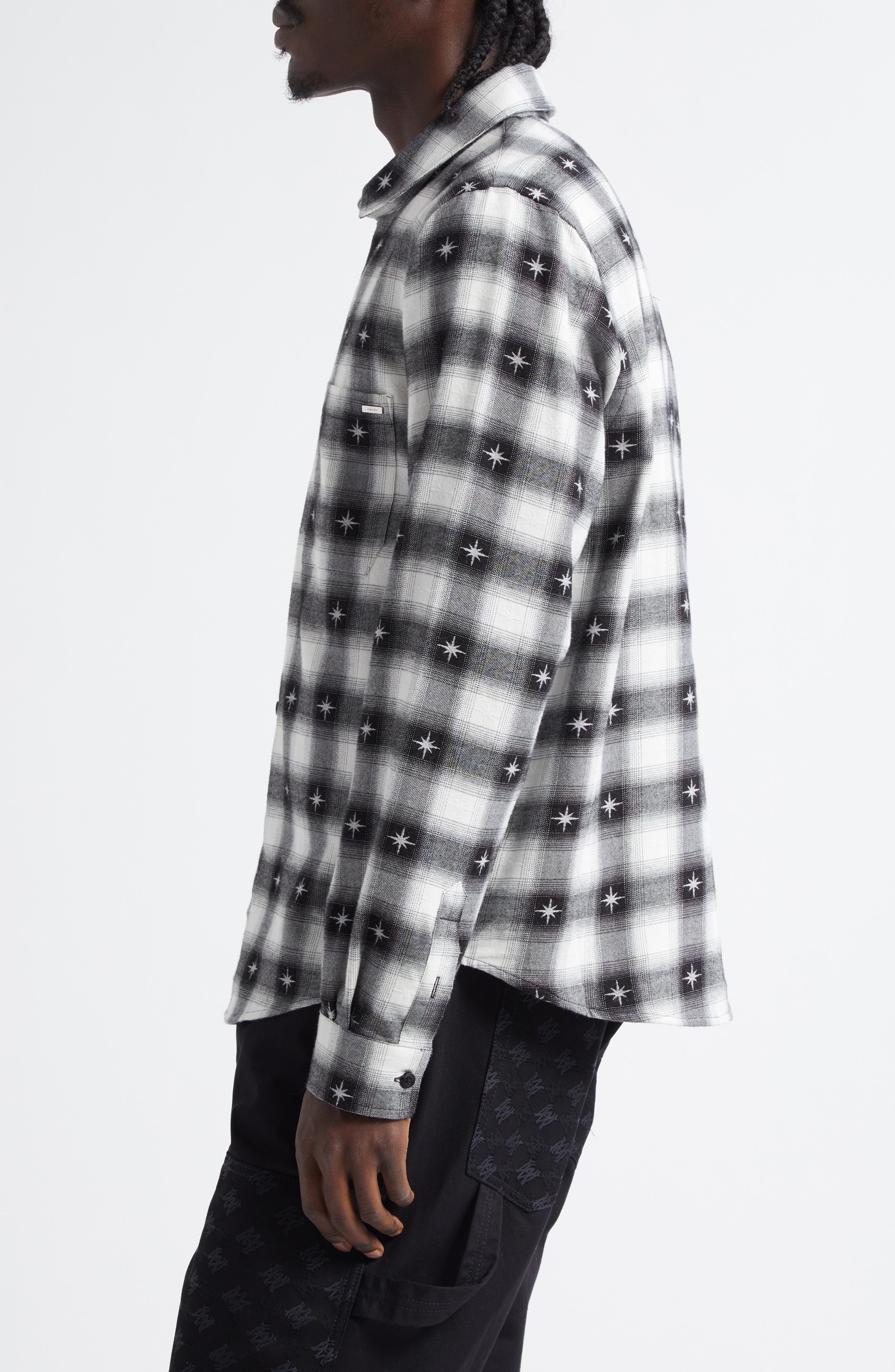 AMIRI Starburst Plaid Cotton Flannel Button-Up Shirt (Men) | Nordstrom