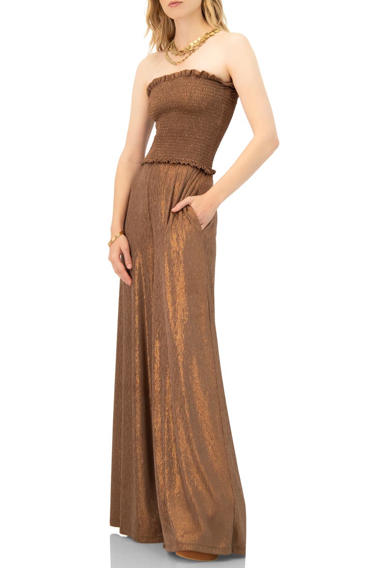 Strapless Wide-Leg Jumpsuit, Alternate, color, Copper