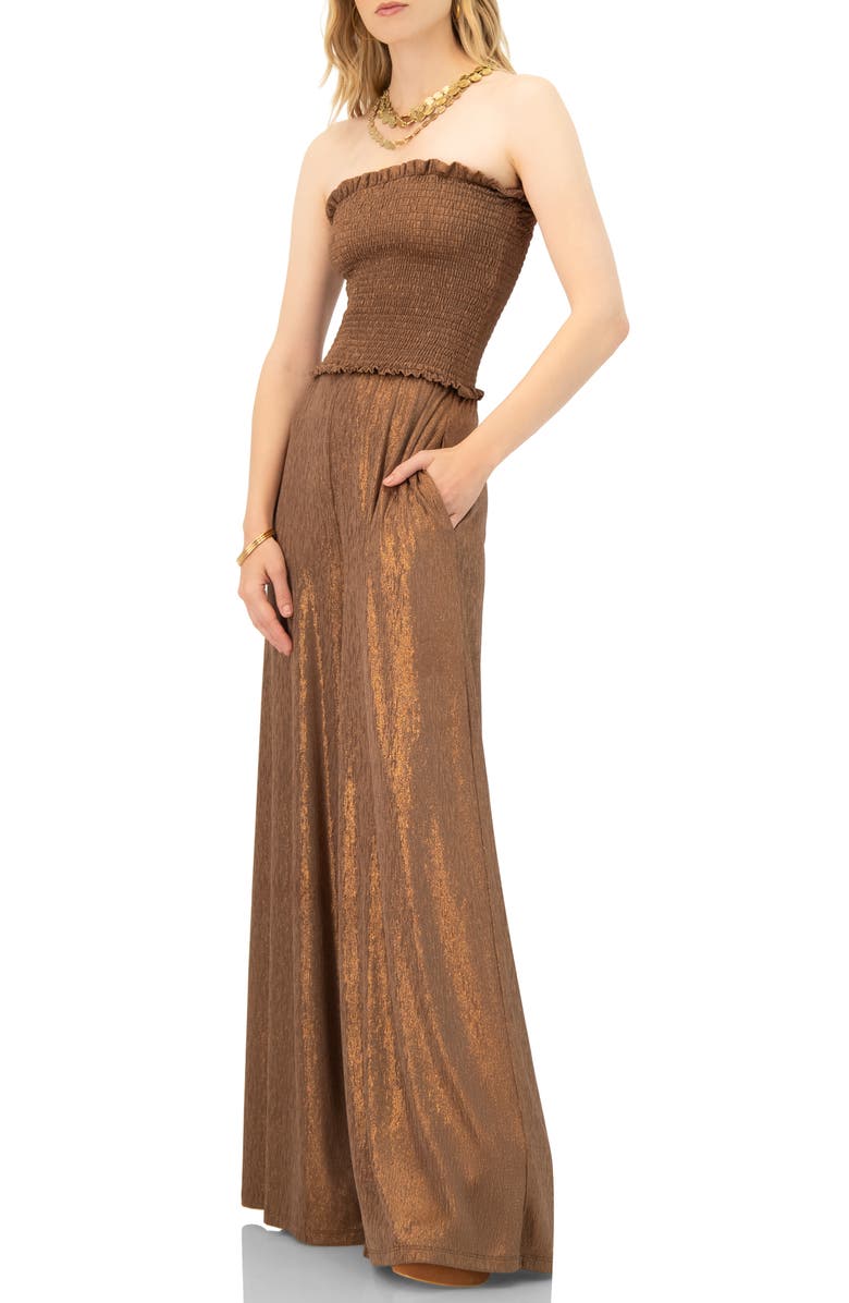 IVONNE Strapless Wide-Leg Jumpsuit, Alternate, color, Copper