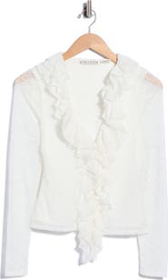 ALICE + OLIVIA Yara Ruffle Lace Top
