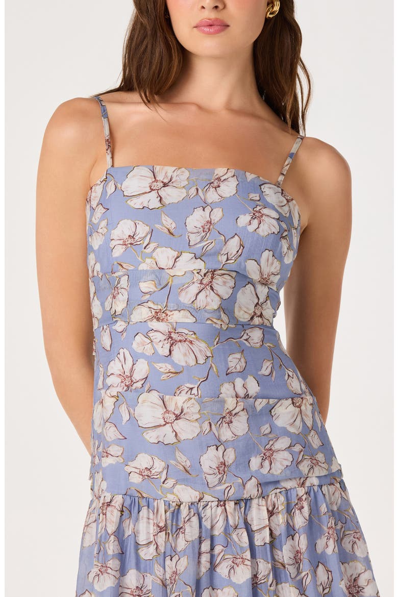 Ava Floral Drop Waist Midi Dress, Alternate, color, BLUE WHITE FLORAL