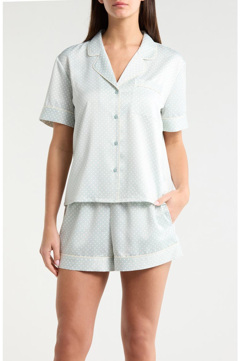 Satin Short Pajamas, Main, color, TEAL STEAM ALHAMBRA GEO