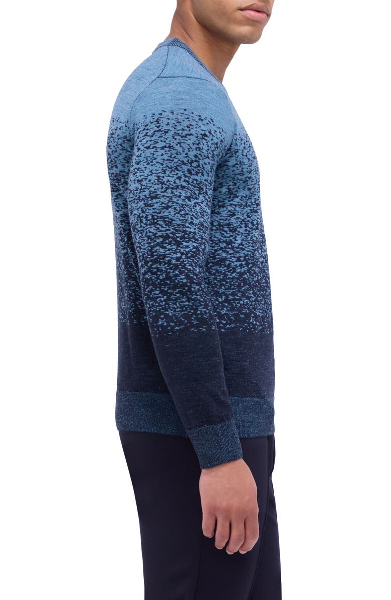 Bugatchi Pattern Crewneck Merino Wool Sweater, Alternate, color, Air Blue