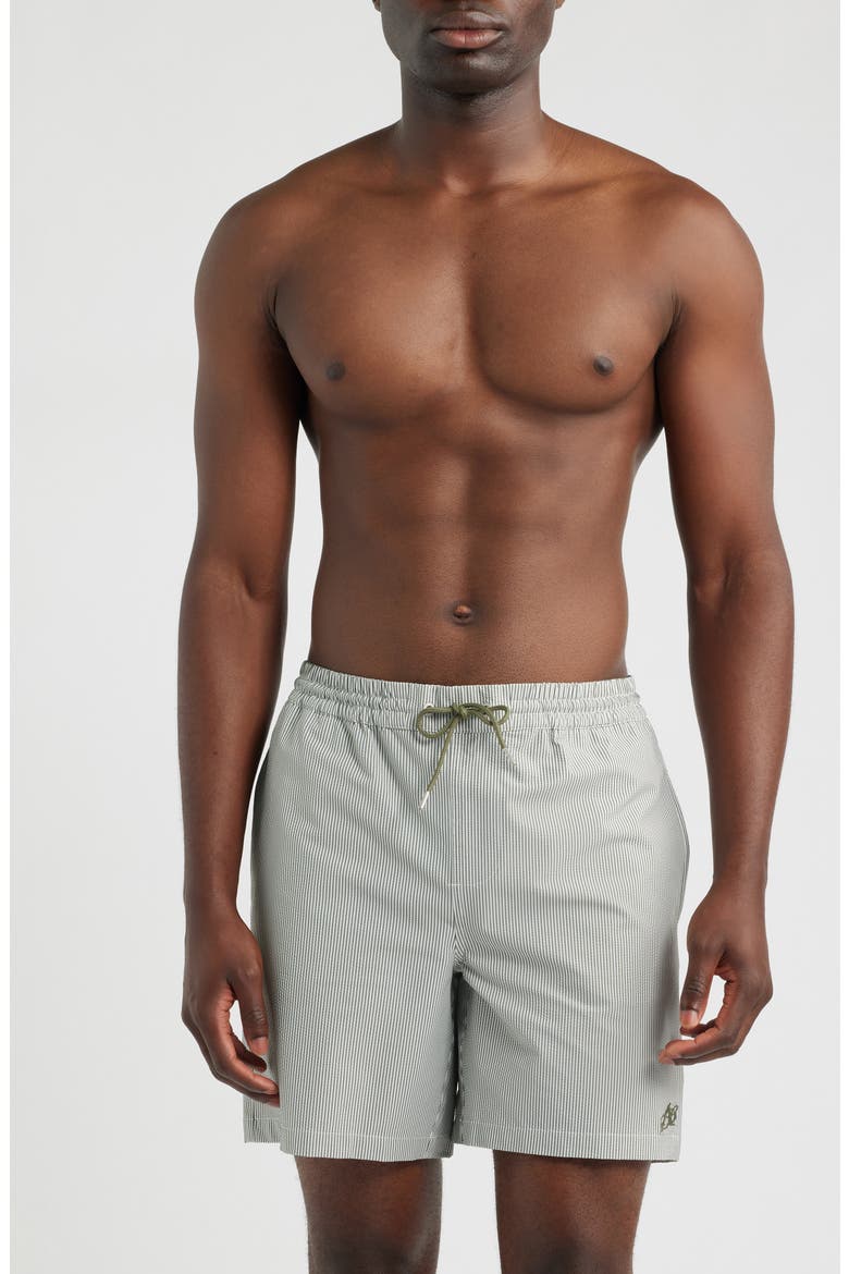 Ciper Stripe Swim Trunks, Main, color, CHALK WHITE/ GREEN