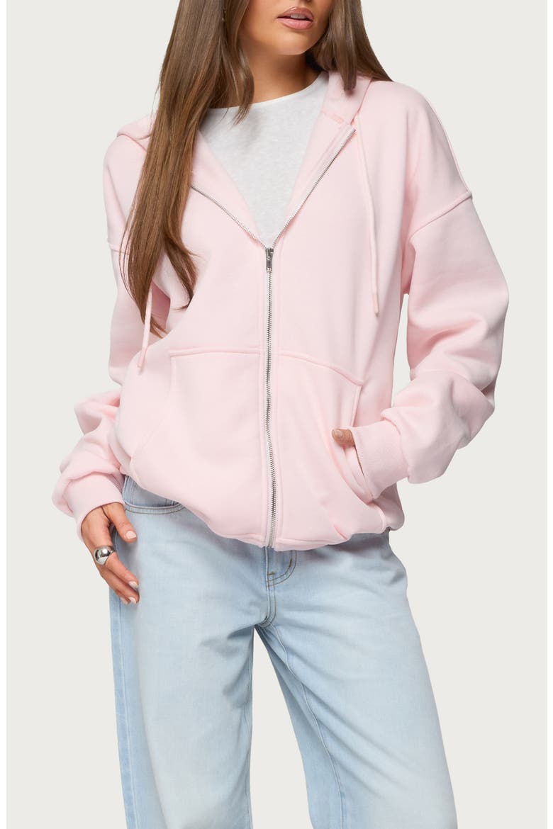 Rocia Oversize Front Zip Hoodie, Main, color, LIGHT-PINK