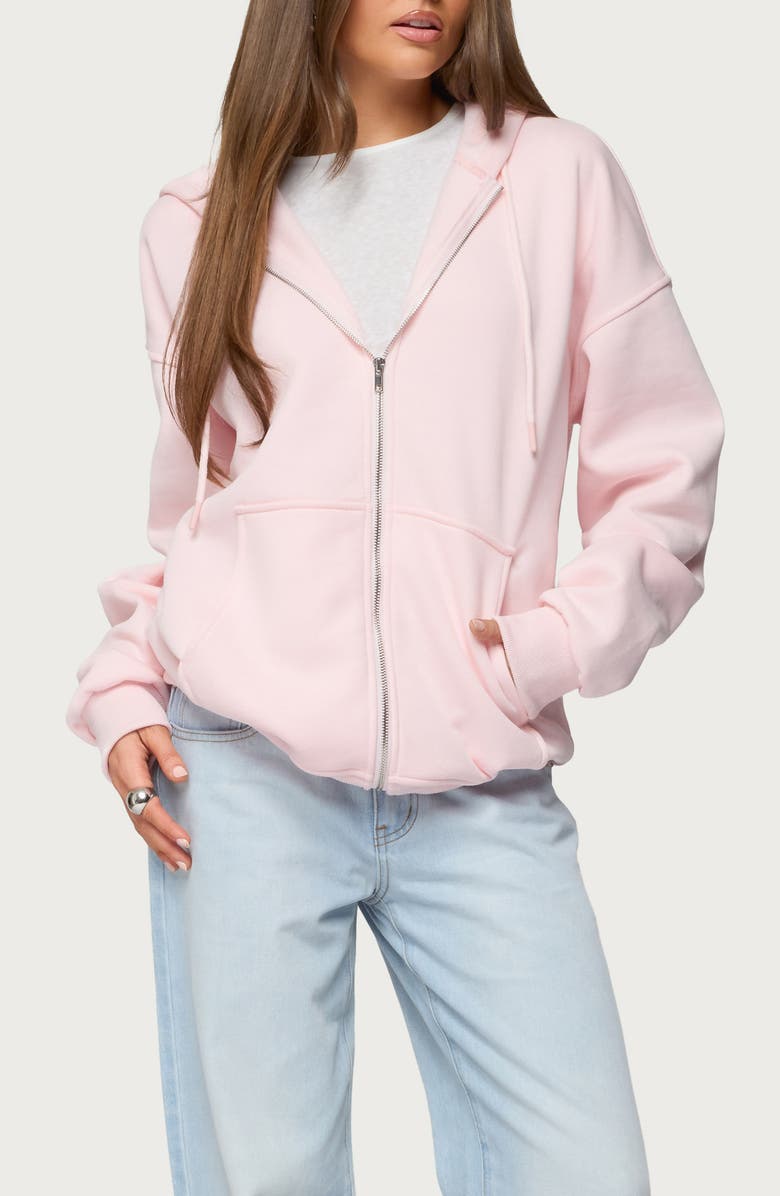 EDIKTED Rocia Oversize Front Zip Hoodie, Main, color, 