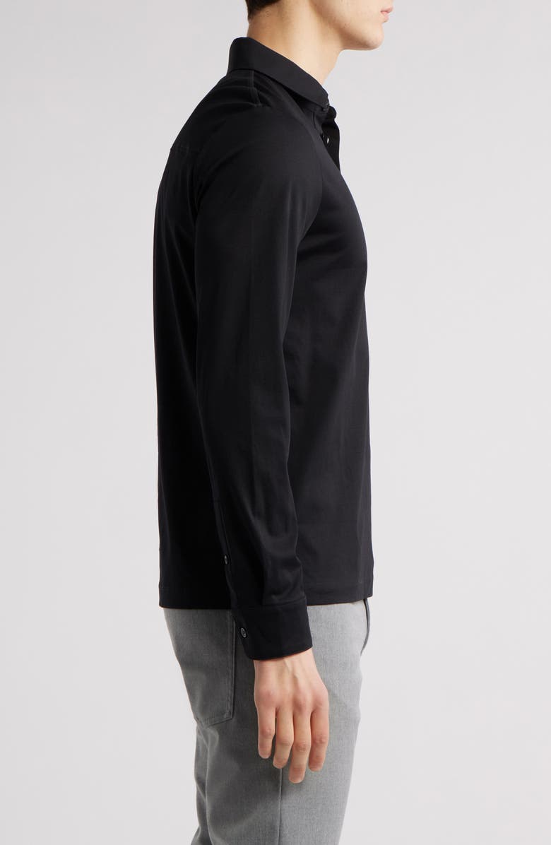 BOSS Pleins Long Sleeve Polo, Alternate, color, Black