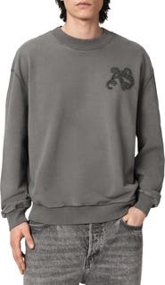 AllSaints Insignia Graphic Appliqué Cotton Sweatshirt