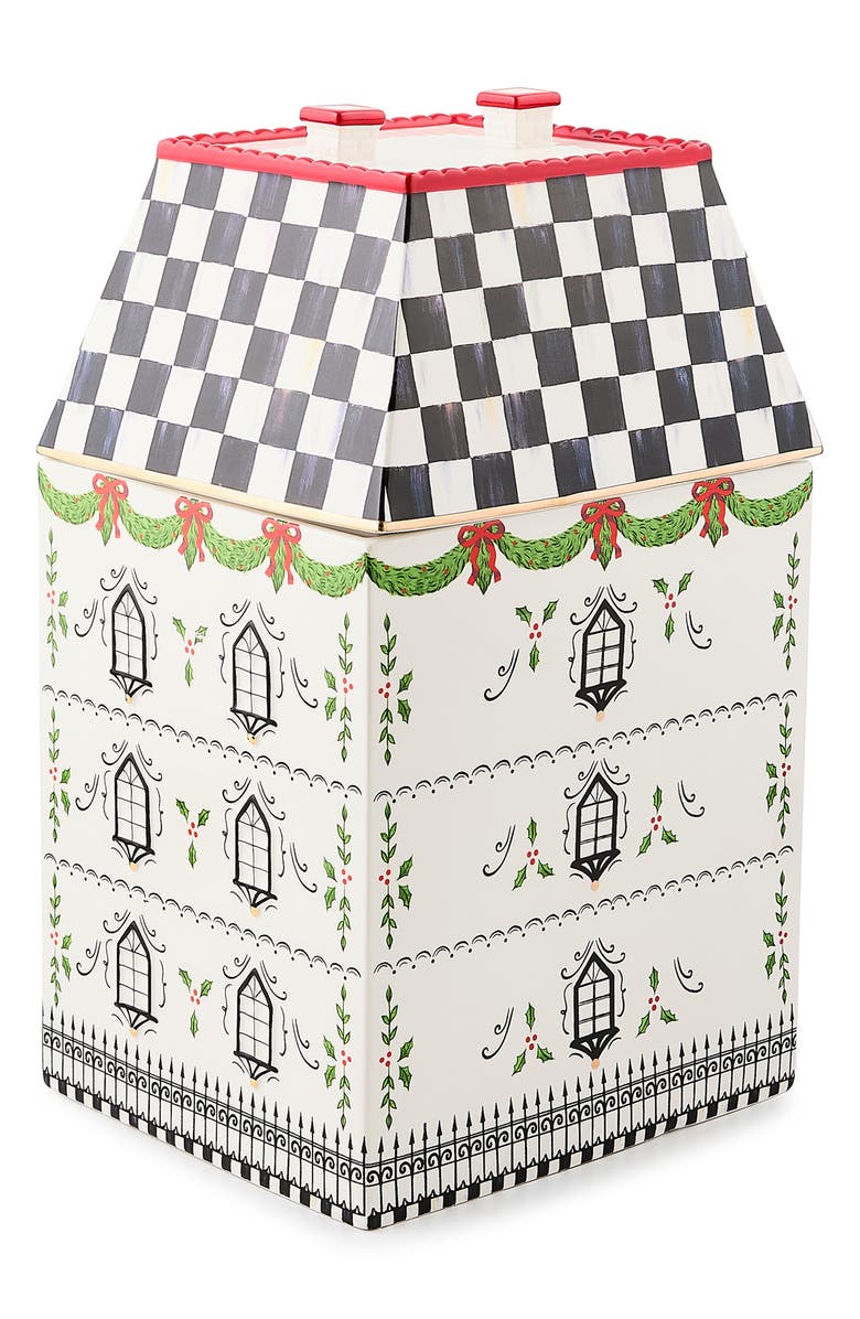 MACKENZIE CHILDS Holly Village Cookie Jar, Alternate, color, White
